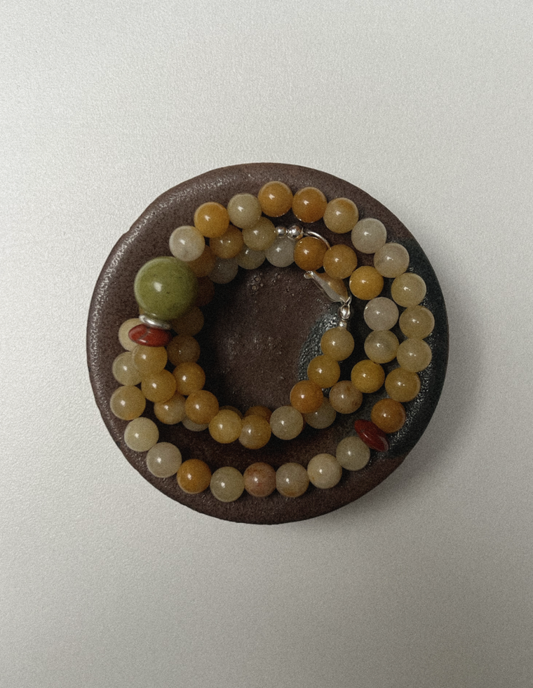 Draeva - Yellow Topaz & Olive Jade Necklace