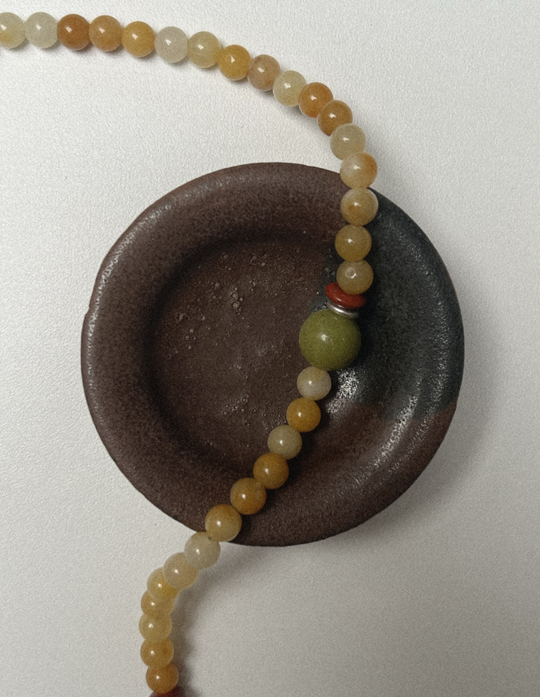 Draeva - Yellow Topaz & Olive Jade Necklace