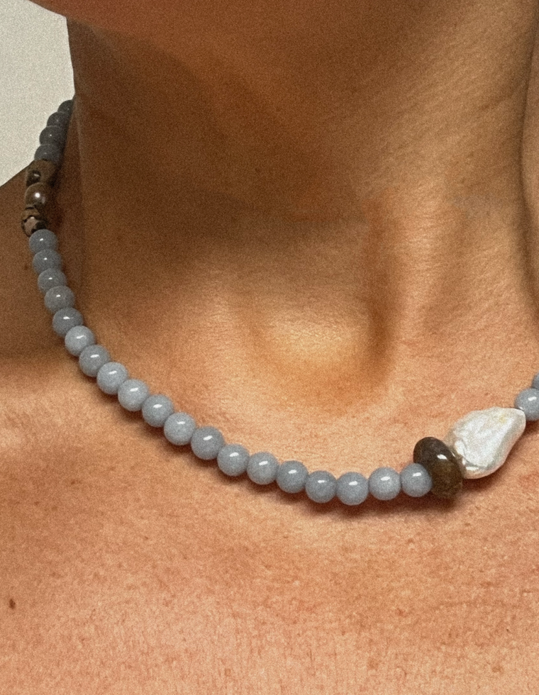 Drelan - Angelite & Pearl Necklace