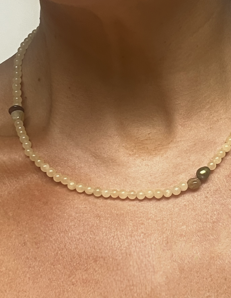 Meliora - Yellow Jade & Pearl Necklace