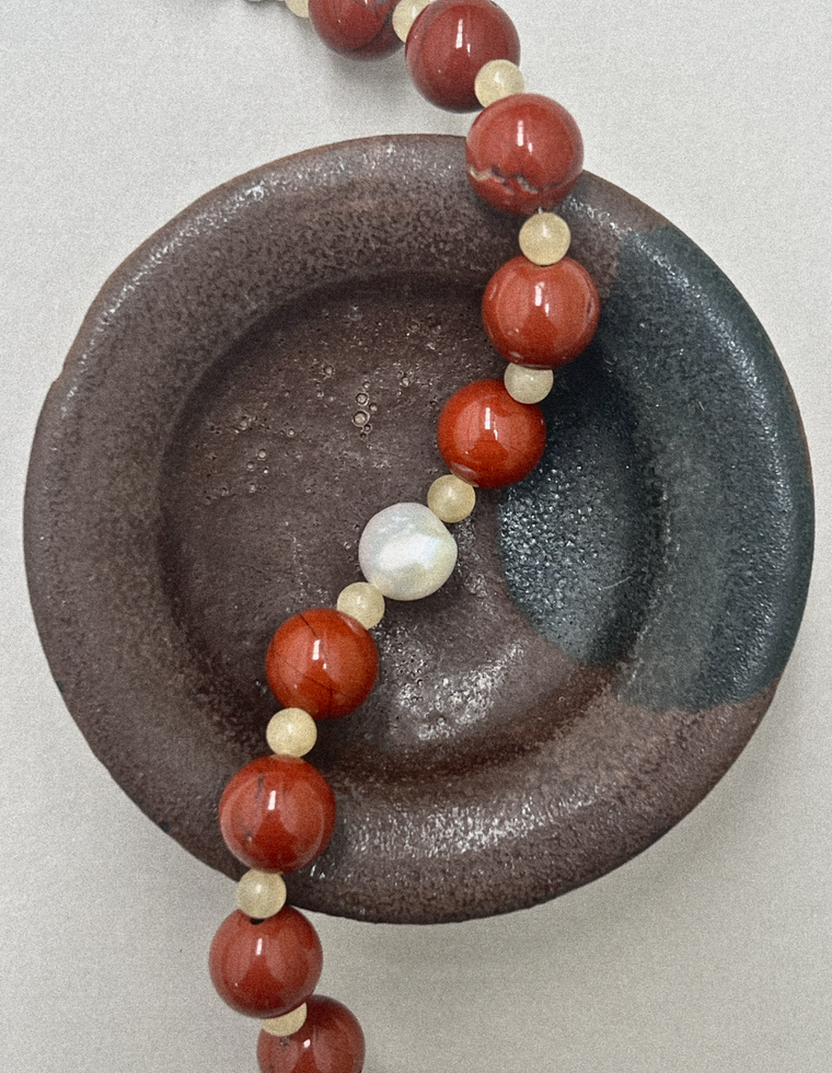 Ysolde - Red Jasper & Aragonite Bracelet