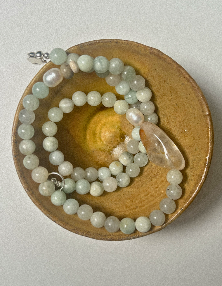 Sylvara - Morganite & Garden Quartz Necklace