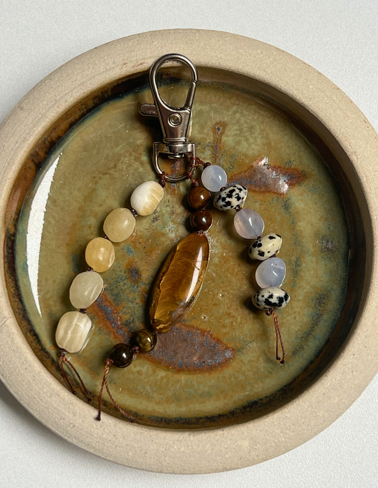 Stoned Charm - Tiger Eye & Blue Chalcedony