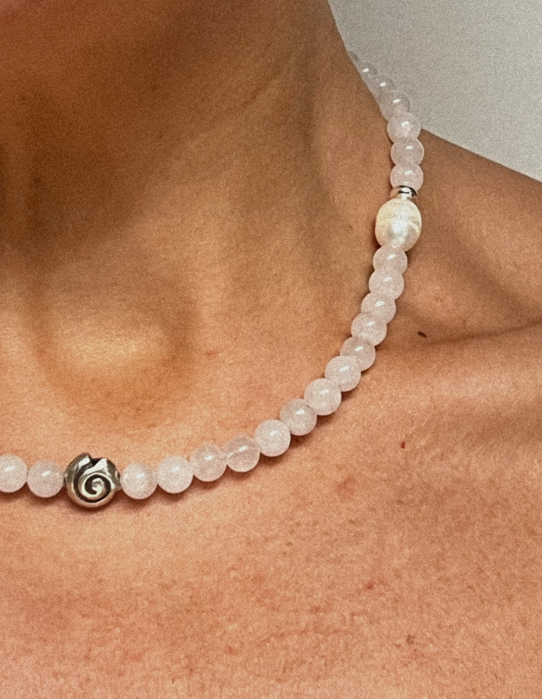 Nyess - White Jade & Pearl Necklace