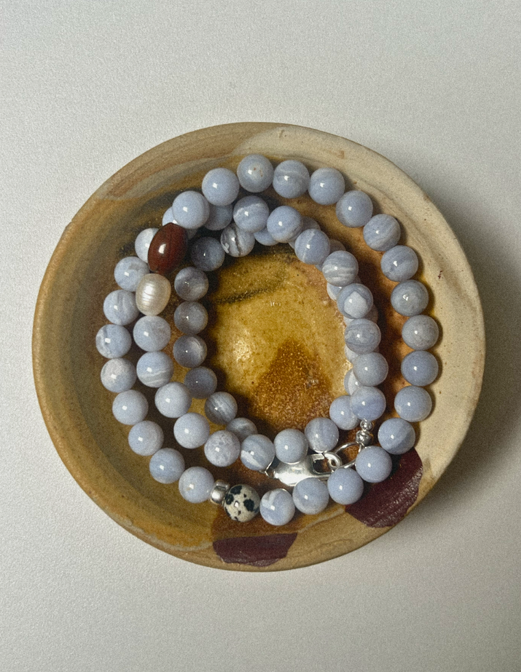 Faythira - Blue Lace Agate & Dalmatian Jasper Necklace