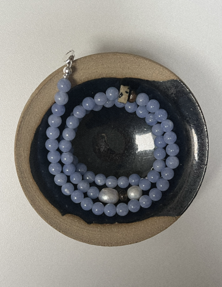 Corintha - Blue Lace Agate & Pearl Necklace