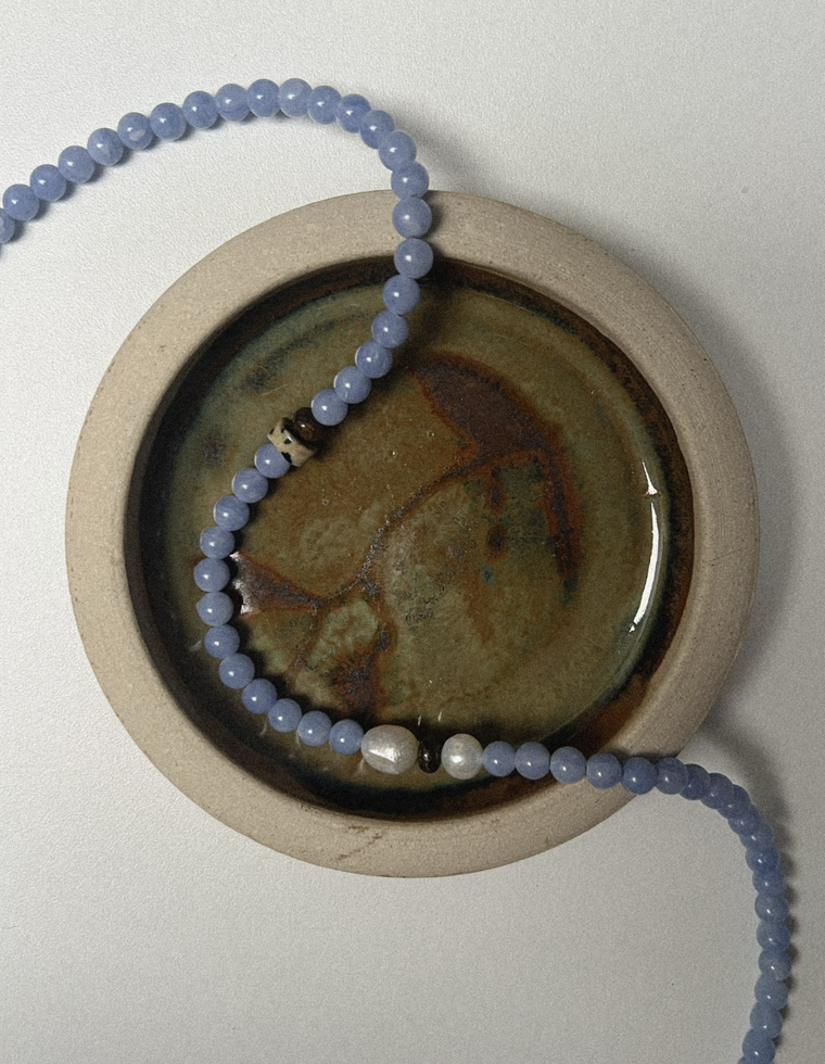 Corintha - Blue Lace Agate & Pearl Necklace