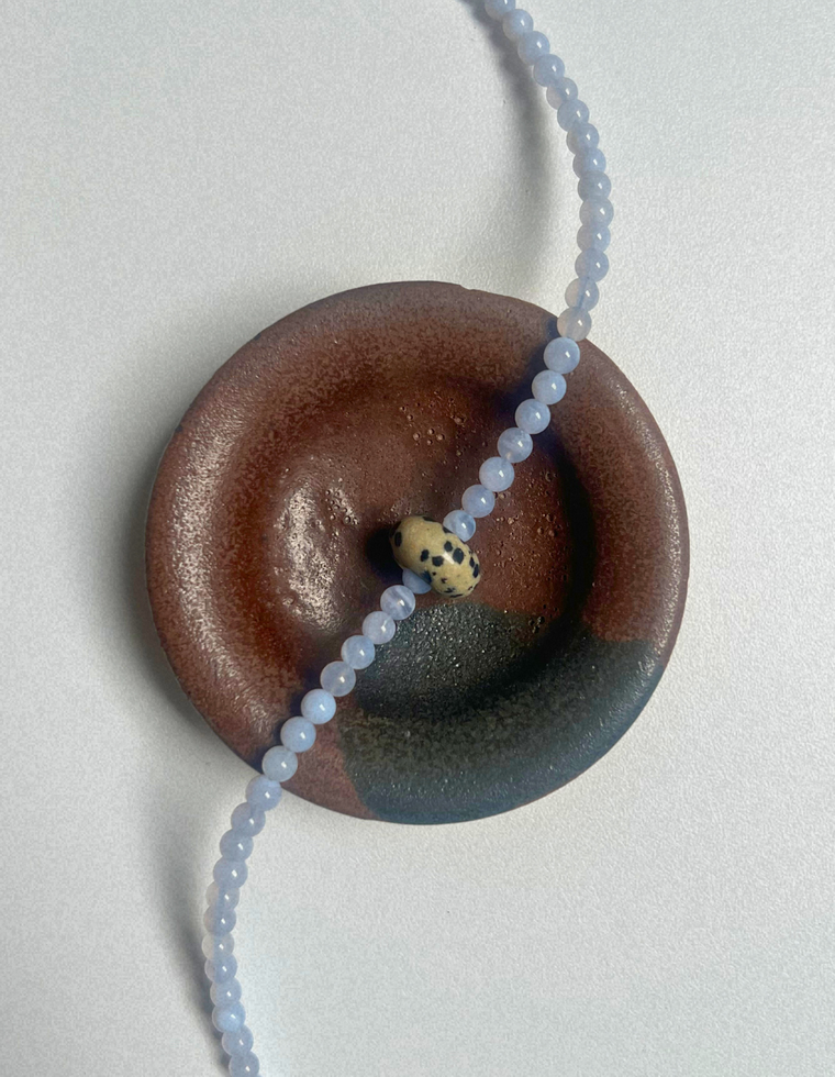 Idle Hands 56 - Blue Lace Agate Movement Necklace
