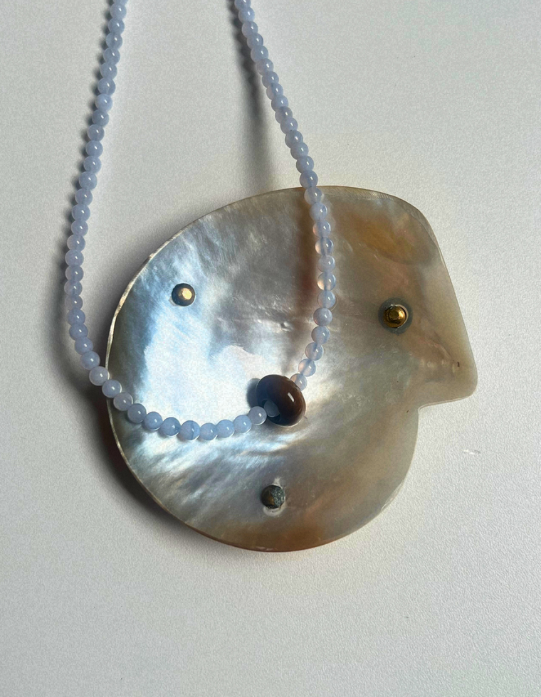 Idle Hands 56 - Blue Lace Agate Movement Necklace