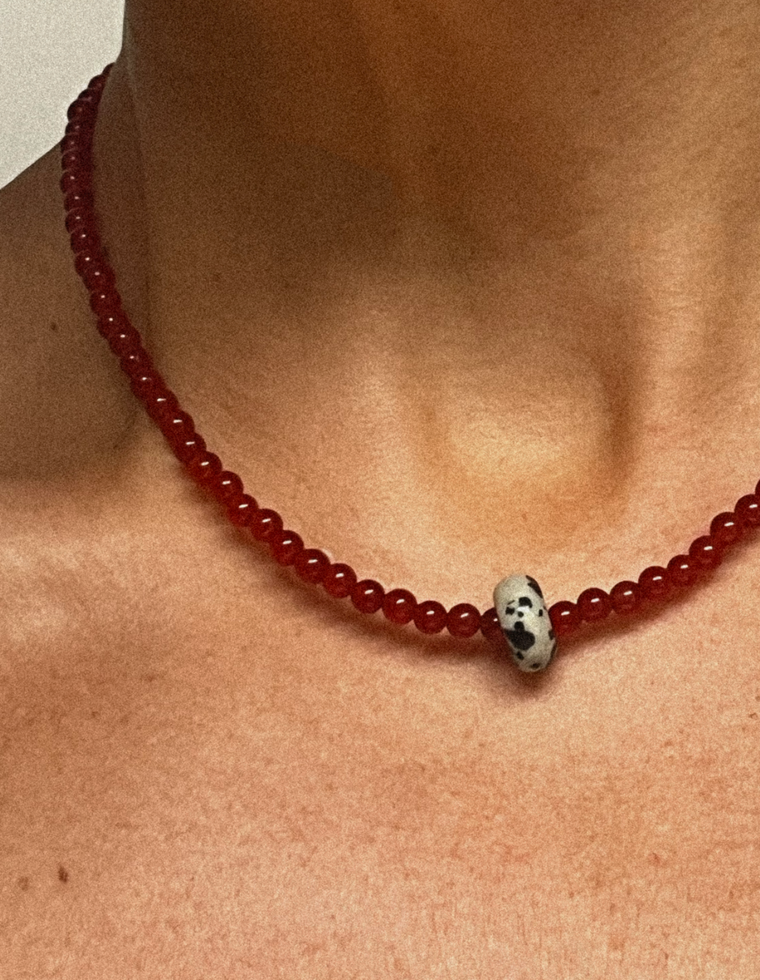 Velros - Carnelian & Dalmatian Jasper Necklace