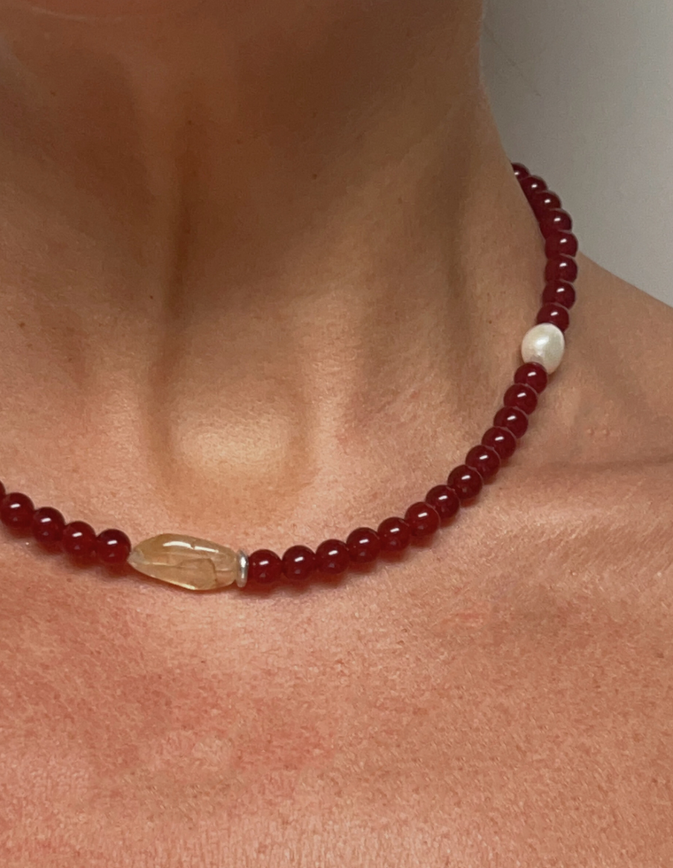 Solarelle - Carnelian & Citrine Necklace