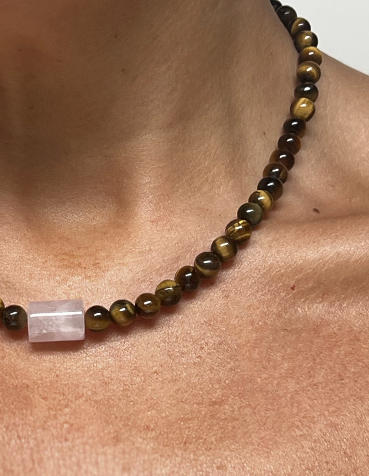 Thalyra - Tiger Eye & Rose Quartz Necklace