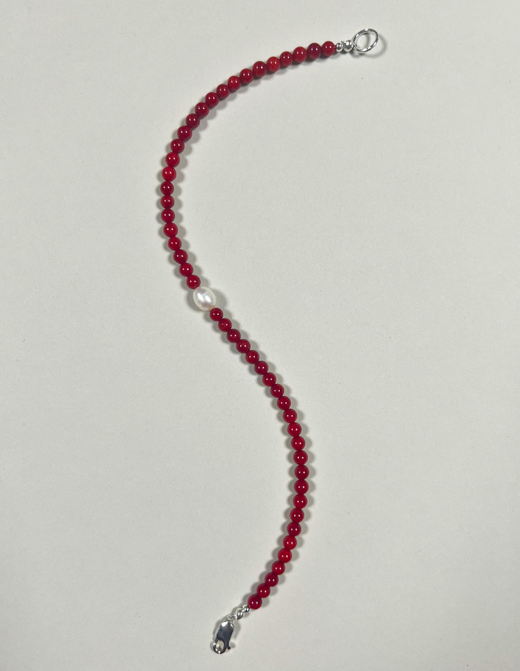Elantra - Coral & Pearl Anklet