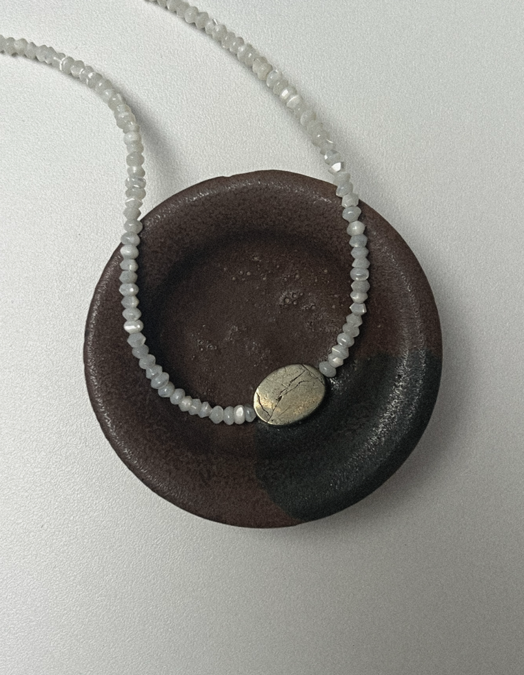 Velithra - Mother of Pearl & Pyrite Necklace