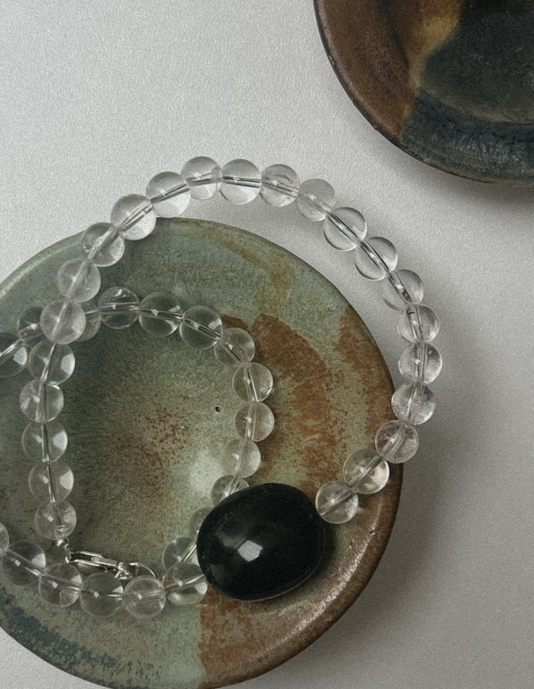 Orvala - Clear Quartz & Onyx Necklace