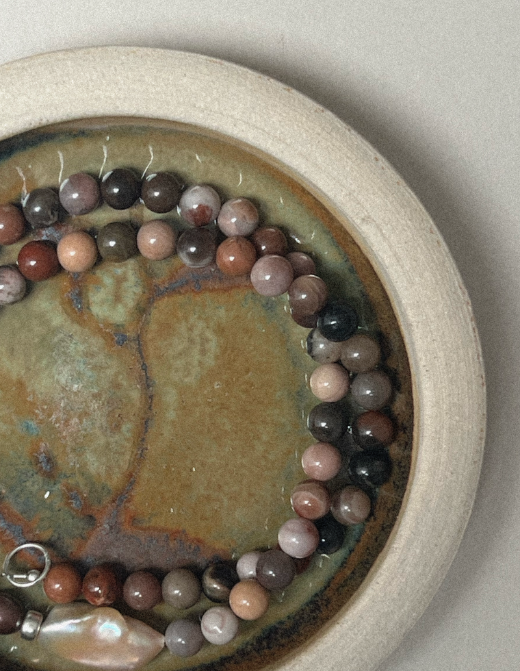 Varona - Petrified Wood & Pearl Necklace