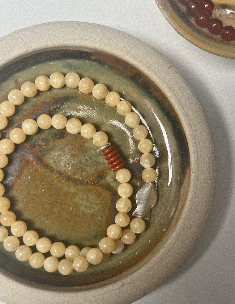 Thalara II - Yellow Jade & Red Jasper Necklace