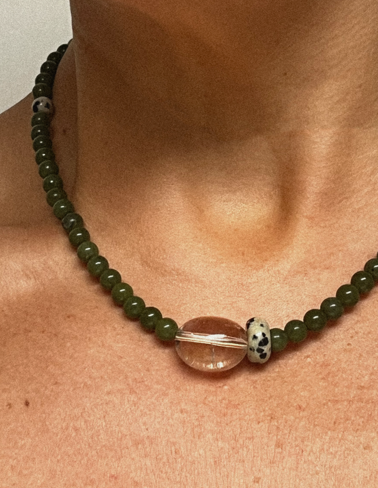Rhenelle - Jade & Clear Quartz Necklace