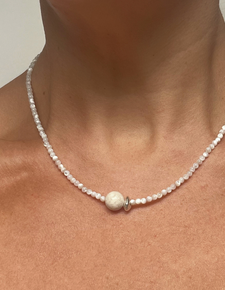 Corvessae - Mother of Pearl & Riverstone Necklace