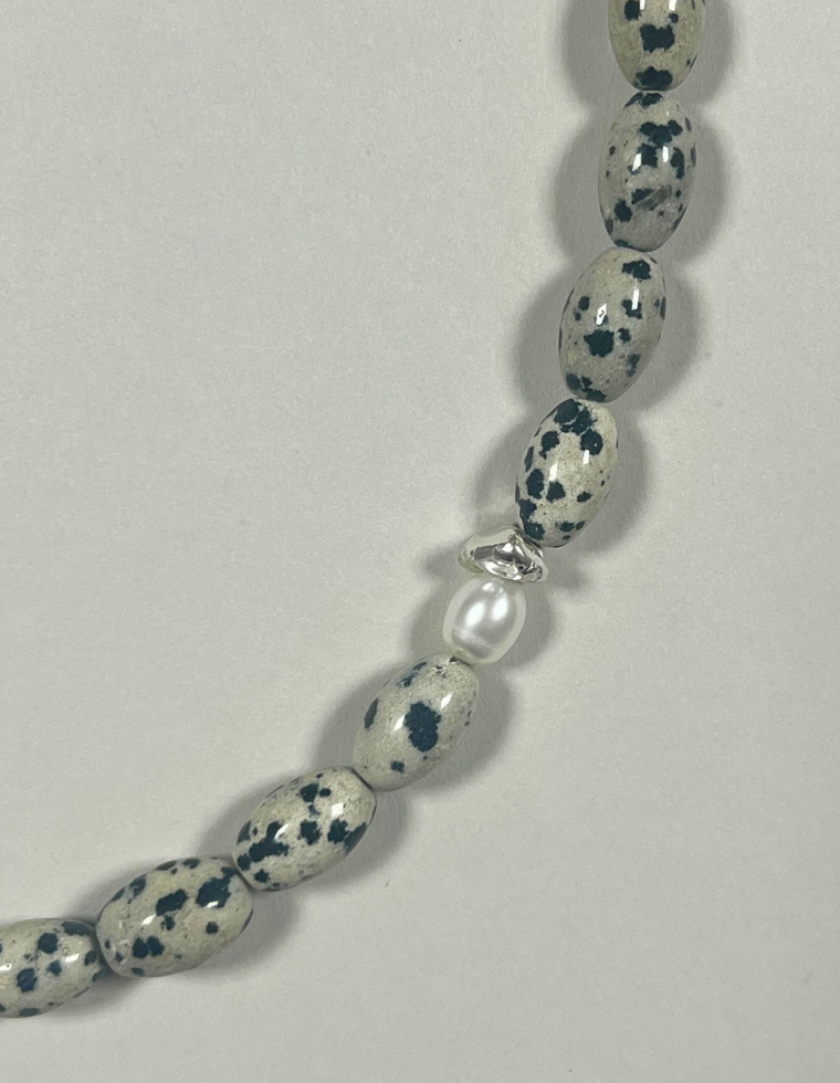 Sivelle - Dalmatian Jasper & Pearl Necklace