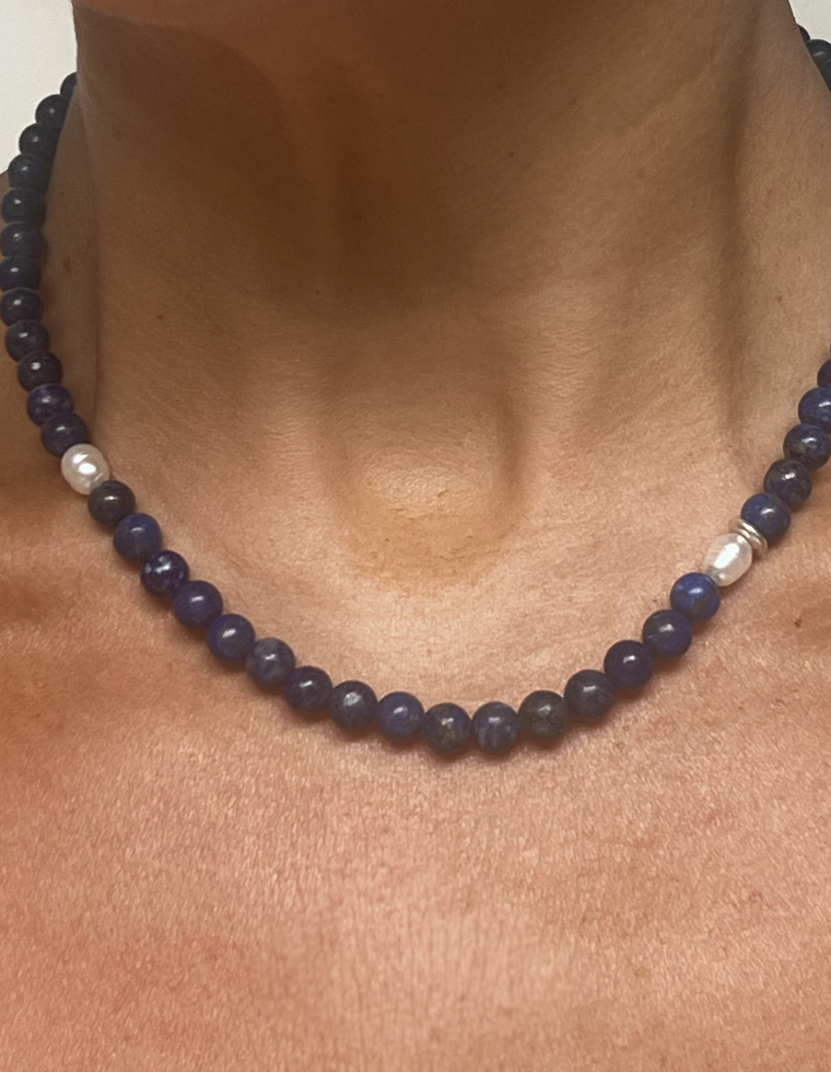 Calythra - Lapis Lazuli & Pearl Necklace