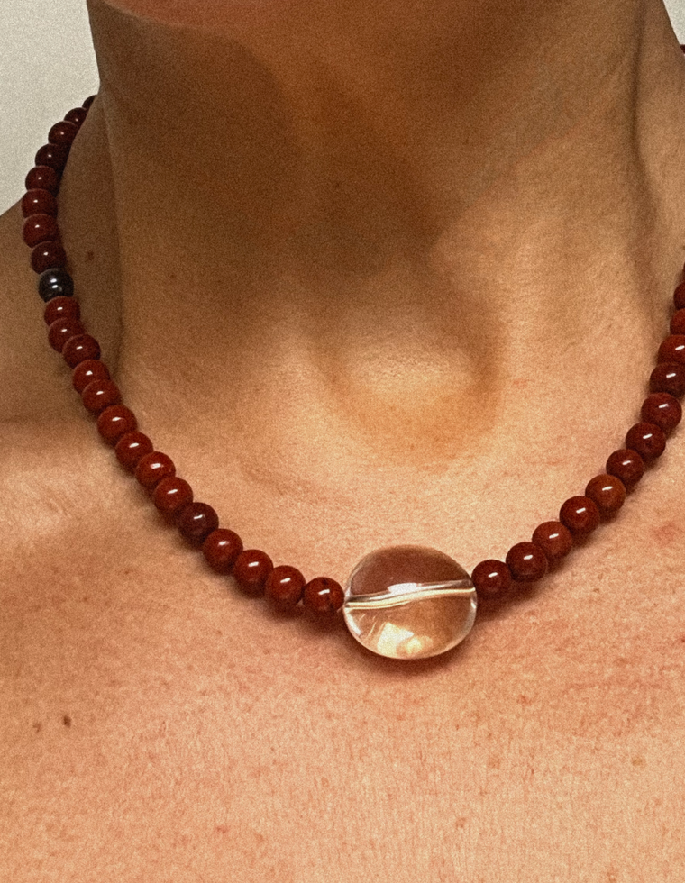 Orenwyn II - Red Jasper & Clear Quartz Necklace