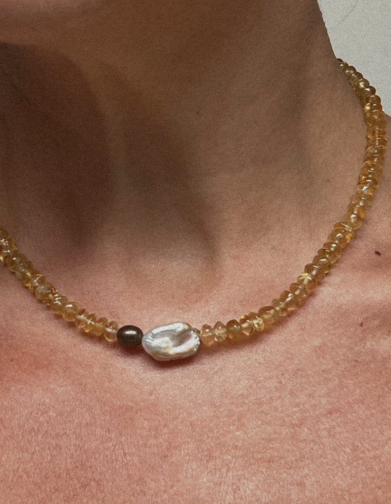 Embrin - Citrine & Pearl Necklace