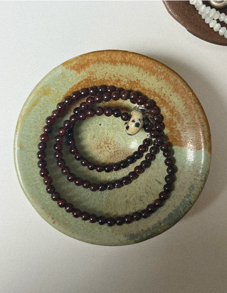 Othira - Garnet & Dalmatian Jasper Movement Necklace
