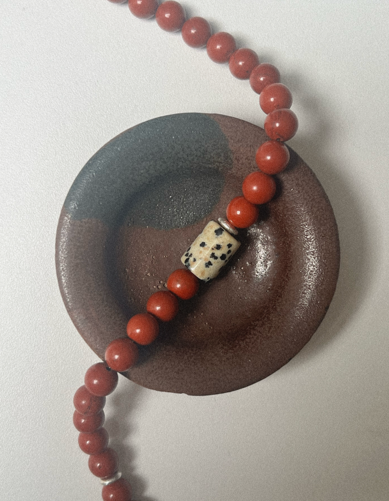Fenari - Red and Dalmatian Jasper Necklace