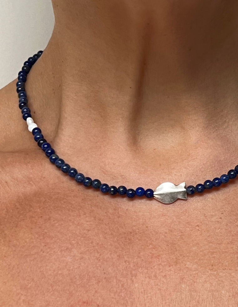 Naeris - Lapis Lazuli & Pearl Necklace