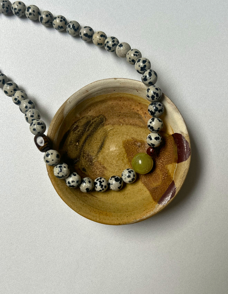 Strata 7 - Dalmatian Jasper & Olive Jade Necklace