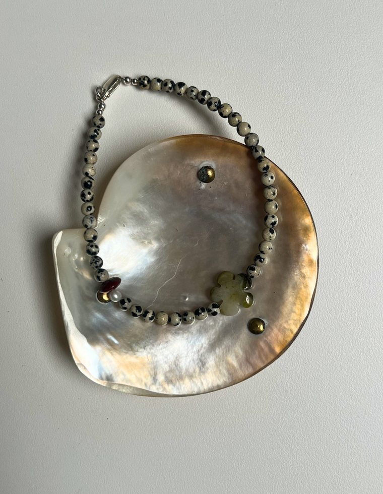 Roam 16 - Dalmatian Jasper Fleur Anklet