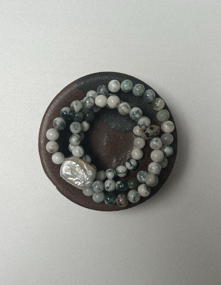 Eirona - Tree Agate & Pearl Necklace