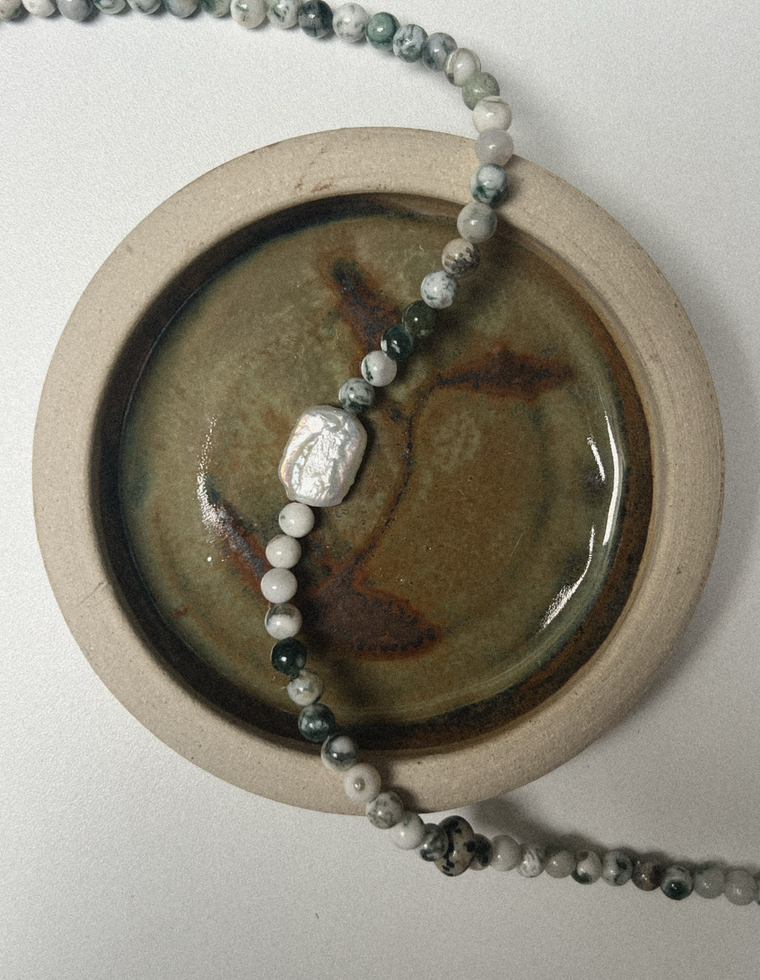 Eirona - Tree Agate & Pearl Necklace