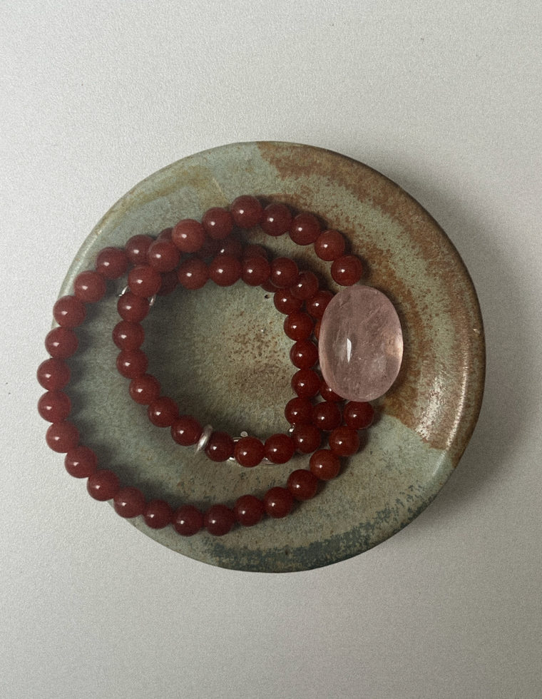 Calenra - Carnelian & Rose Quartz Necklace