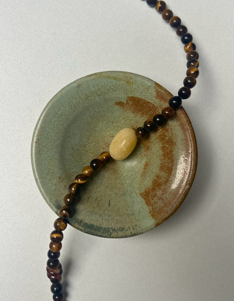 Centred 4 - Tiger Eye & Yellow Calcite Necklace
