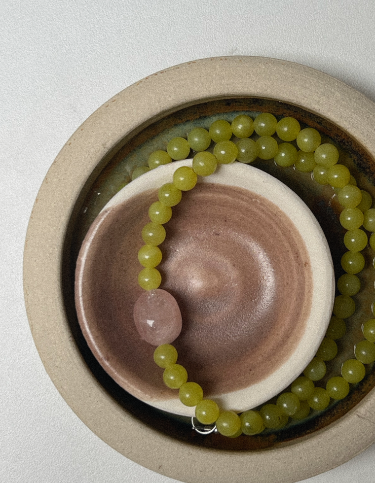 Orlina - Olive Jade & Beryl Necklace