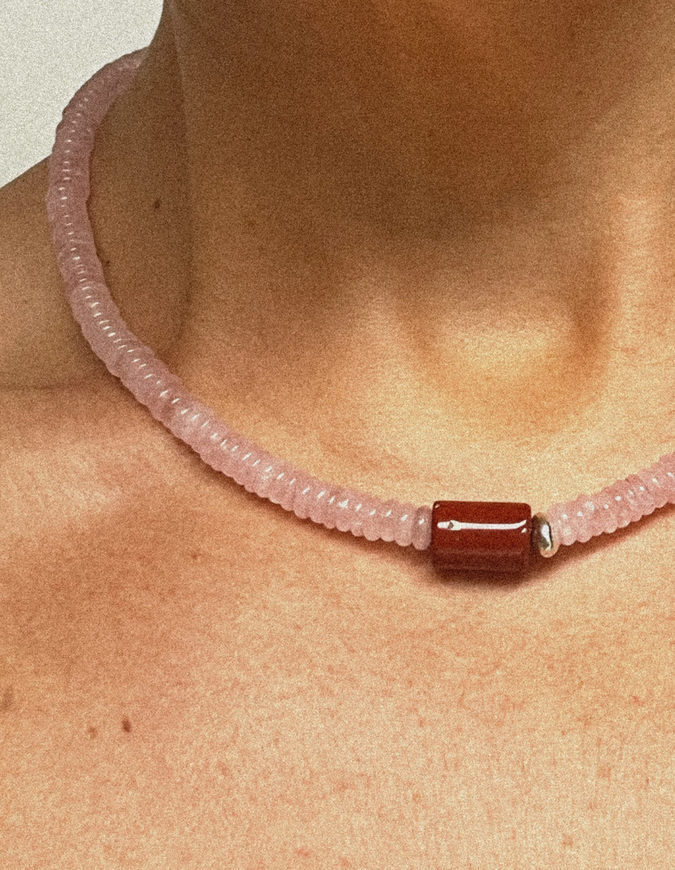 Arlitha - Rose Quartz & Red Jasper Necklace