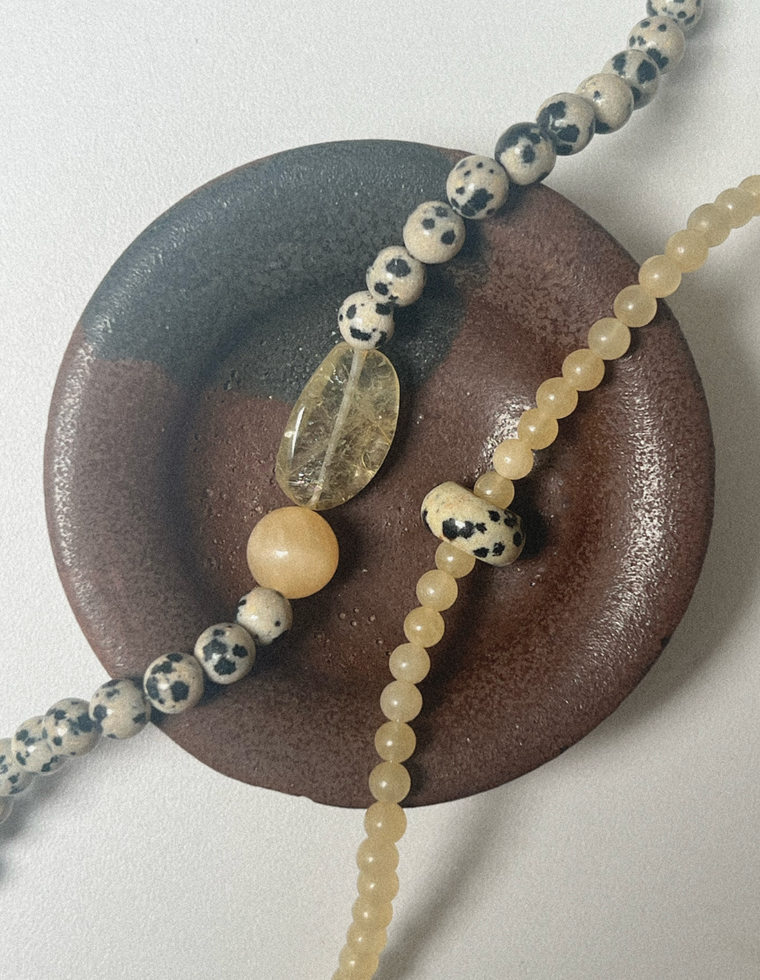 Orenei - Yellow Jade & Dalmatian Jasper Necklace