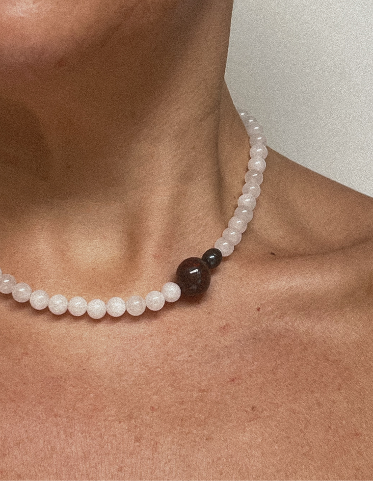 Taloria - White Jade & Hematite Necklace