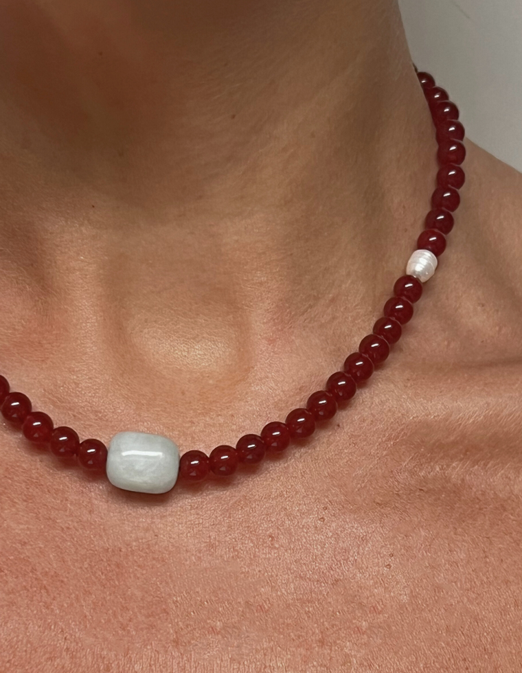 Maravelle - Carnelian & Morganite Necklace