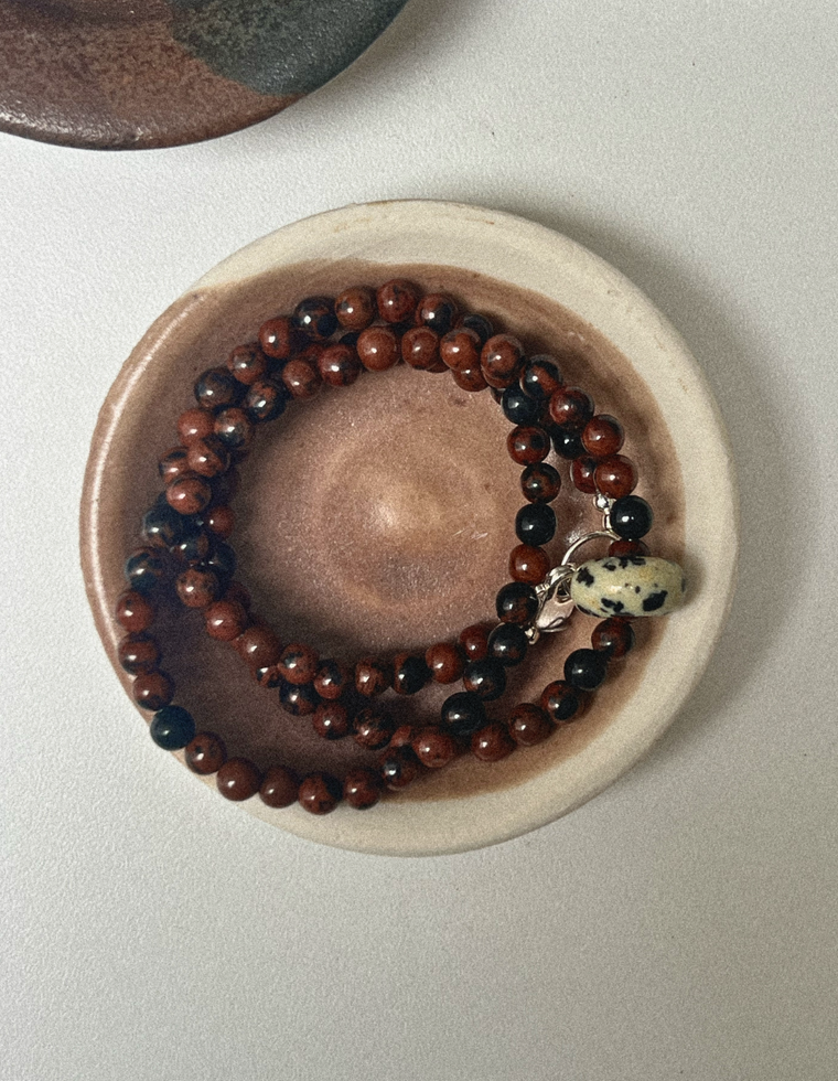 Drevara - Mahogany Obsidian & Dalmatian Jasper Movement Necklace