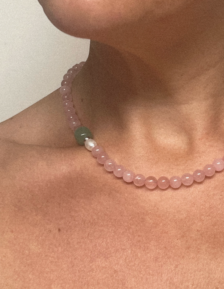 Charis - Rose Quartz & Carnelian Necklace