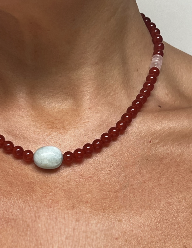 Velanthis - Carnelian & Morganite Necklace