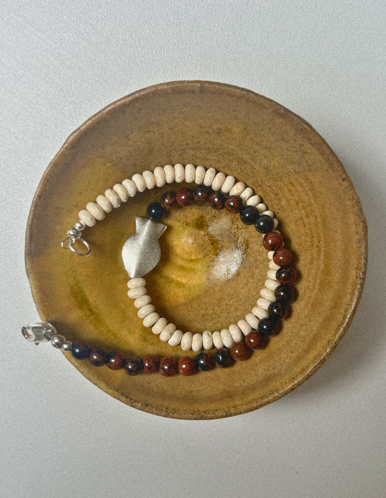 Almira II - Riverstone & Mahogany Obsidian Anklet