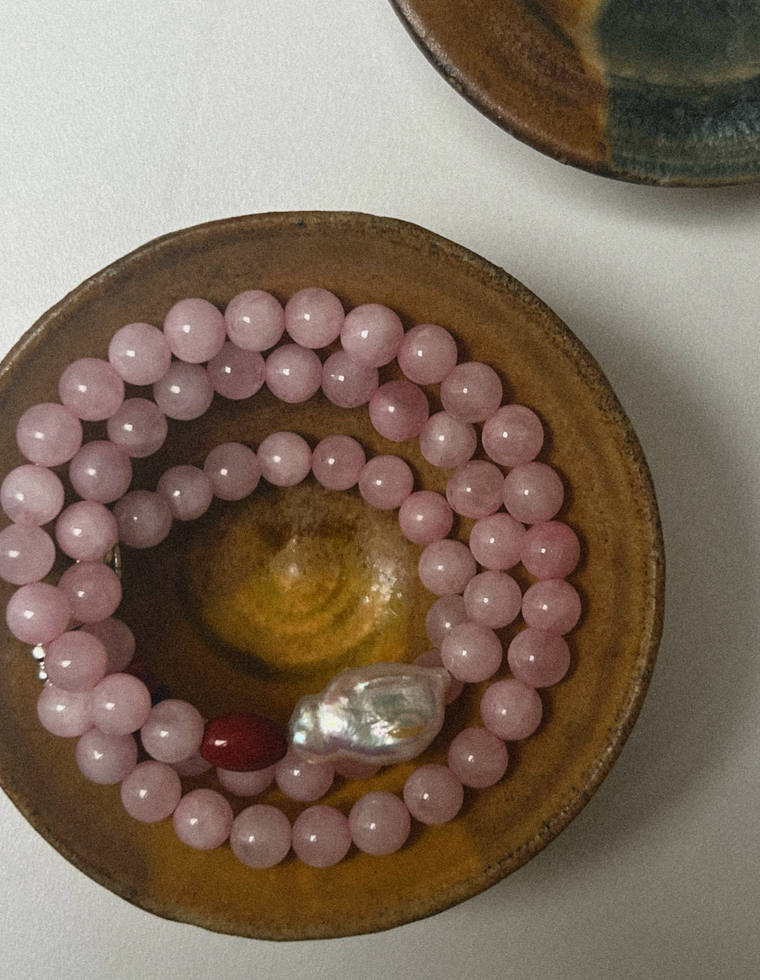 Orathi - Rose Quartz & Red Jasper Necklace