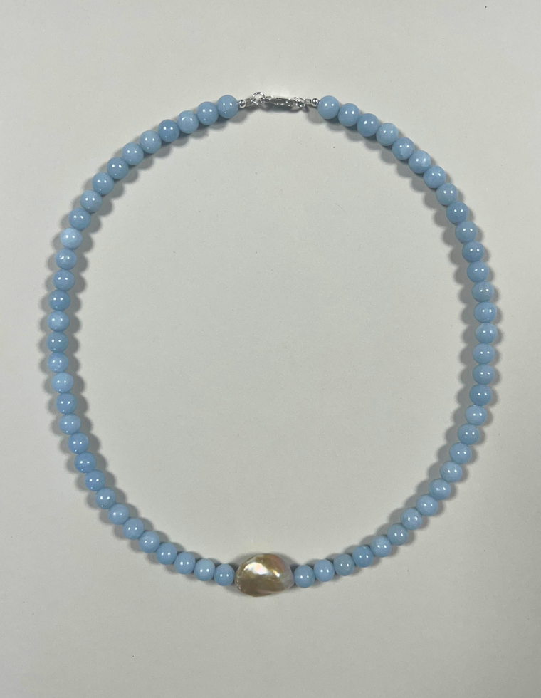 Nyelle - Angelite & Pearl Necklace