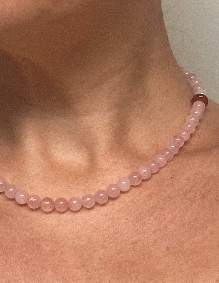 Charis - Rose Quartz & Carnelian Necklace