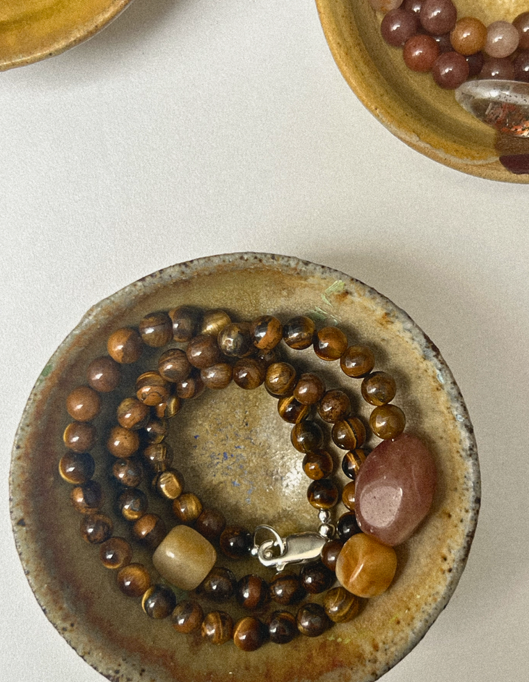 Ovara - Tiger Eye & Yellow Agate Necklace