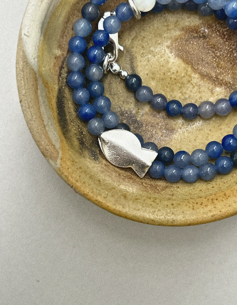 Nyara - Blue Aventurine & Pearl Necklace